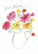 Classic Mother's Day Card - Dahlias - Flowers created by Gabrielle Solly Illustration