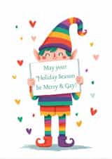 Merry & Gay Rainbow Elf Christmas Card created by something witty