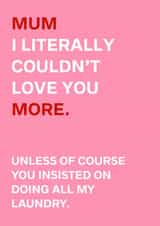 Funny Mother's Day Card - Couldn't Love You More - Doing All My Laundry created by original fox designs