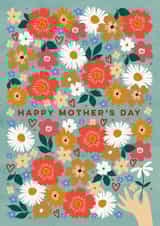 Pretty Mother’s Day Card - Flowers, Hearts And Hand created by Eli the Goat