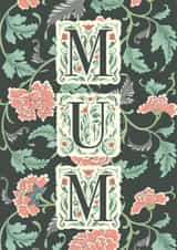 Art Nouveau Floral Mum Card – Elegant Mother’s Day or Birthday Card created by Sad Girl Illustration