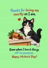 Cute cheeky Cat Mother’s Day  card created by Sarah Barker Illustrations