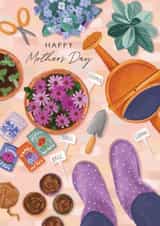 Traditional Mother's Day Card - Gardening - Flower Pots created by Debbie Daley Illustrations