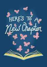 Dreamy card for a new chapter -butterflies- open book - here’s to a new chapter created by Ingrid Poole