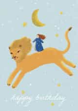 Arty Birthday Card - Lion - Moon & Stars created by Victoria Lucy Williams