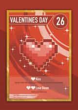Collectible Valentine’s Day Pixel Gamer Card for your Card Collecting Partner created by Tommy Blue Illustration