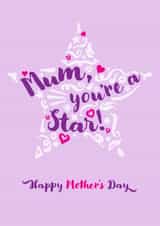 Classic Mother’s Day Card - Mum, You're A Star created by Fatchair Print