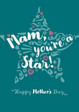Classic Mother’s Day Card - For Mam - Star created by Fatchair Print