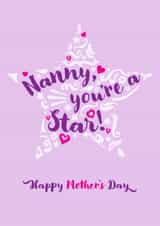 Classic Mother's Day Card - For Nanny - Star created by Fatchair Print