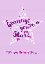 Classic Mother’s Day Card - For Granny - Star created by Fatchair Print