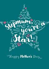Classic Mother’s Day Card - For Stepmum - Star created by Fatchair Print