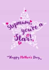 Classic Mother’s Day Card - For Stepmum - Star created by Fatchair Print