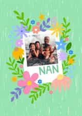 Personalised Mothers Day Photo Card created by Ludicrous Prints - Pretty Mother's Day Card - For Nan - Floral Frame