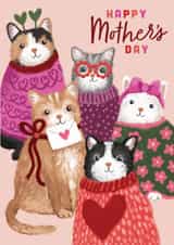 Cute Mother's Day Card - Cats In Jumpers created by Debbie Daley Illustrations