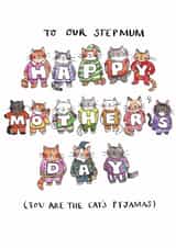 Cute Mother's Day Card - For Step Mum - You Are The Cat's Pyjamas created by Jelly Armchair