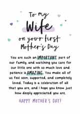 To my Wife on your First Mother's Day - Heartfelt Mother's Day Card created by Kreate Paper Co.