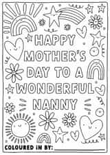 Cute MOther's Day Card - Wonderful Nanny - Colour-In created by Sarah Harding