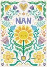 Pretty Mother's Day Card - For Nan - Folk Art Florals created by Hollie McManus Illustration