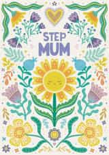 Pretty Mother's Day Card – For Step Mum – Folk Art Florals created by Hollie McManus Illustration