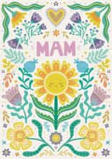 Pretty Mother's Day Card – For Mam – Folk Art Florals created by Hollie McManus Illustration