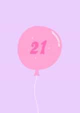 Cute 21th Birthday Card for Her – Pink Balloon & Sparkles – Purple Design created by Shelbys Creatives