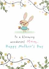 Cute Mother's Day Card - Blooming Wonderful Bunny created by Dandelion Stationery