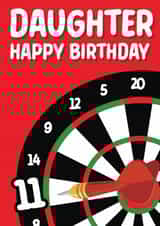 Traditional dart-themed birthday card for your daughter created by Quinton cards