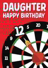 Traditional dart-themed birthday card for your Daughter created by Quinton cards