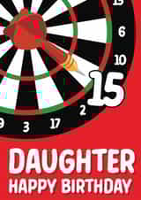 Traditional darts-themed birthday card for your daughter created by Quinton cards