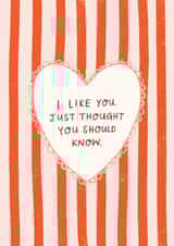 “I Like You” Valentine’s Day Card – Cute New Relationship - I Fancy You Card created by Leaf Lane Studio