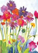A painterly meadow of flowers, a card for sharing for birthdays or to say hello. created by Diana Fegredo
