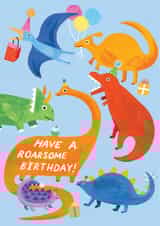 Cute Birthday Card - Dinosaurs - Roarsome Birthday created by Jessica Crawford