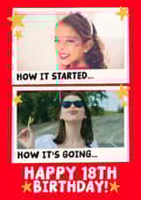 Personalised Birthday Photo Card created by Studio Doodles - Cute 18th Birthday Card - How it Started - How It's Going