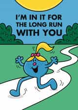 Mr. Men Valentine's Day Card - In It For The Long Run - Little Miss Somersault created by Mr. Men