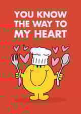 Mr. Men Valentine's Day Card - You Know The Way To My Heart - Foodie Lover created by Mr. Men