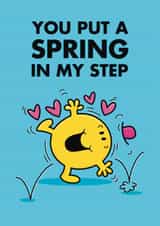 Mr. Men Valentine's Day Card - You Put A Spring In My Step - Mr. Bounce created by Mr. Men