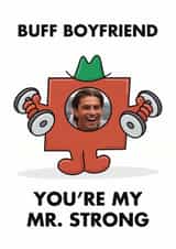 Personalised Valentines Day Photo Card created by Mr. Men - Mr. Men Valentine’s Day Photo Card - Buff Boyfriend - Mr. Strong