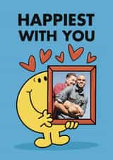 Personalised Valentines Day Photo Card created by Mr. Men - Mr. Men Valentine's Day Photo Card - Happiest With You - Mr. Happy