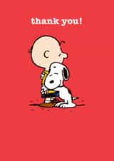 Cute Thank You Card - Snoopy - Hugging Charlie Brown created by Hype Cards