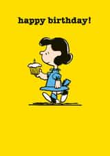 Cute Birthday Card - Snoopy - Lucy with a Cupcake created by Hype Cards