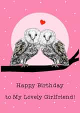 Cute Birthday card- for Girlfriend owls created by Beth Higgins Art