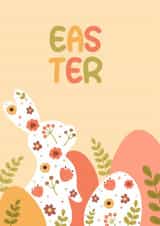 Cute Easter Card For Friend – Floral Bunny And Eggs – Easter created by Julia Beskrovnova