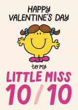 Cute Mr Men Valentine's Card - For Her - Little Miss 10/10 created by Mr. Men