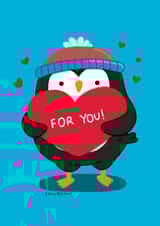 Cute Penguin Love Card - Heart For You! created by Juliana Motzko
