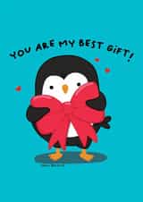 Cute Penguin Love Card -You are my best gift! created by Juliana Motzko
