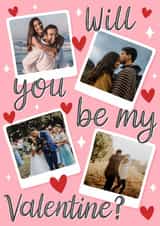 Personalised Valentines Day Photo Card created by Alice Griffiths Illustration - Classic Valentine's Day Card - Be Mine - Polaroid Photo Frames