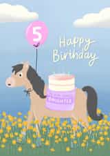 Cute Birthday Card - 5th - For Daughter - Pony created by Macie Dot Doodles