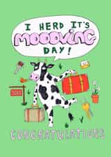 Funny cute new home - Cow - Moving day - Congratulations - Colourful Home created by PonkyWots