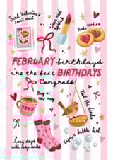 Cute Birthday Card - February Birthday - For Her created by Aniet Illustration