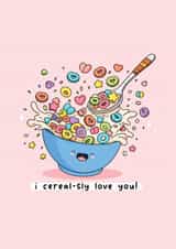 Cereal themed love card - punny romantic card - kawaii - funny anniversary card created by Rosalie Perl